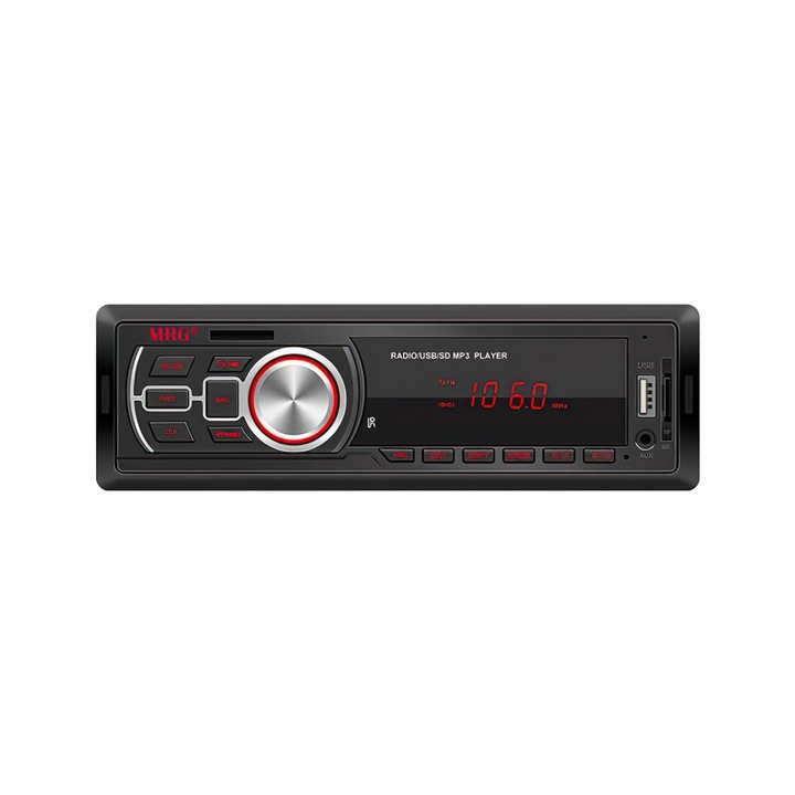 Радио MP3 плеър за кола MRG A-626, Bluetooth, Дистанционно управление, Хендсфри, Червен дисплей