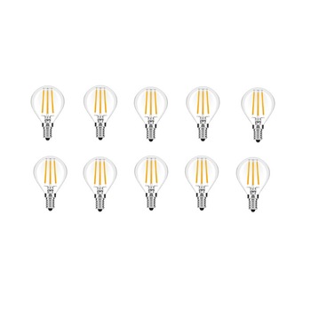 Set 10 becuri LED sferic Avide Filament, E14, 4W (41W), 480 lm, A++, lumina neutra(4000K) Set 10 becuri LED sferic Avide Filament, E14, 4W (41W), 480 lm, A++, lumina neutra(4000K)