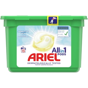 Detergent de rufe capsule Ariell All in One PODS Sensitive, 15 spalari