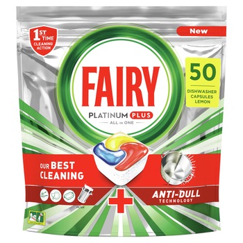 Detergent pentru masina de spalat vase Fairy Platinum Plus, 50 spalari Detergent pentru masina de spalat vase Fairy Platinum Plus, 50 spalari
