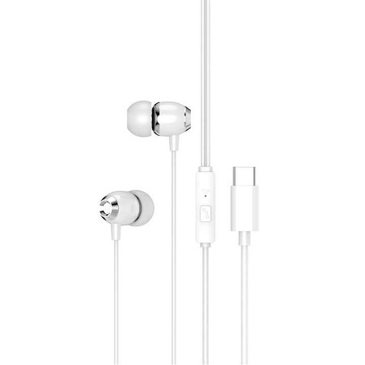 Casti audio cu microfon XO EP25, USB-C, White