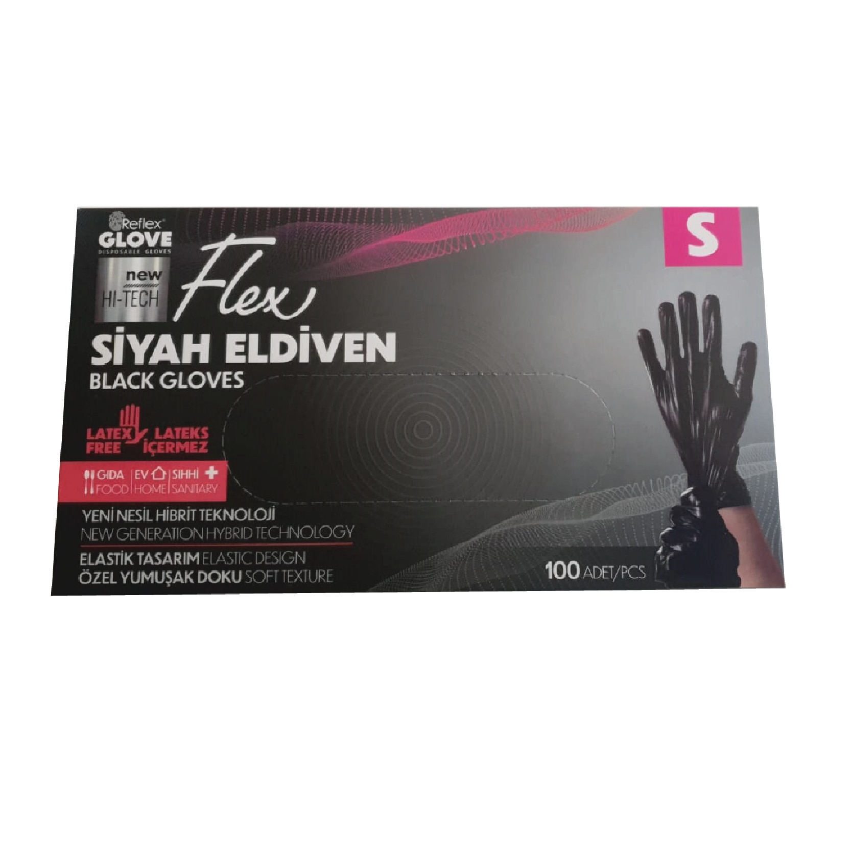 Manusi din termoplastic elastomer, Flex subtire, negre, 100 buc, S