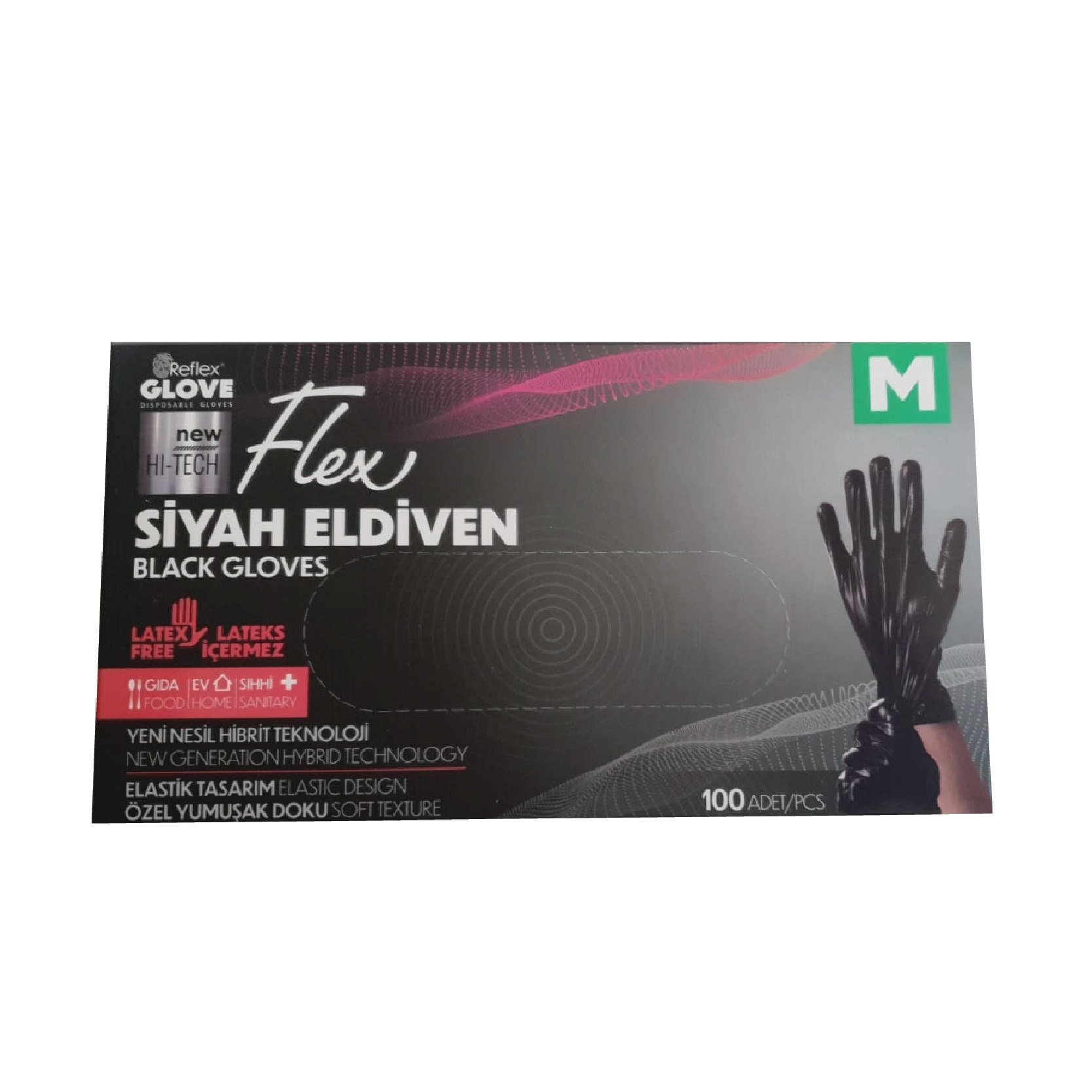 Manusi din termoplastic elastomer, Flex subtire, negre, 100 buc, M