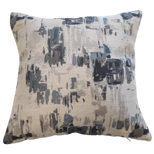 Husa perna decorativa Dezo, Nova Textile, 45x45 cm, fermoar, gri/albastru