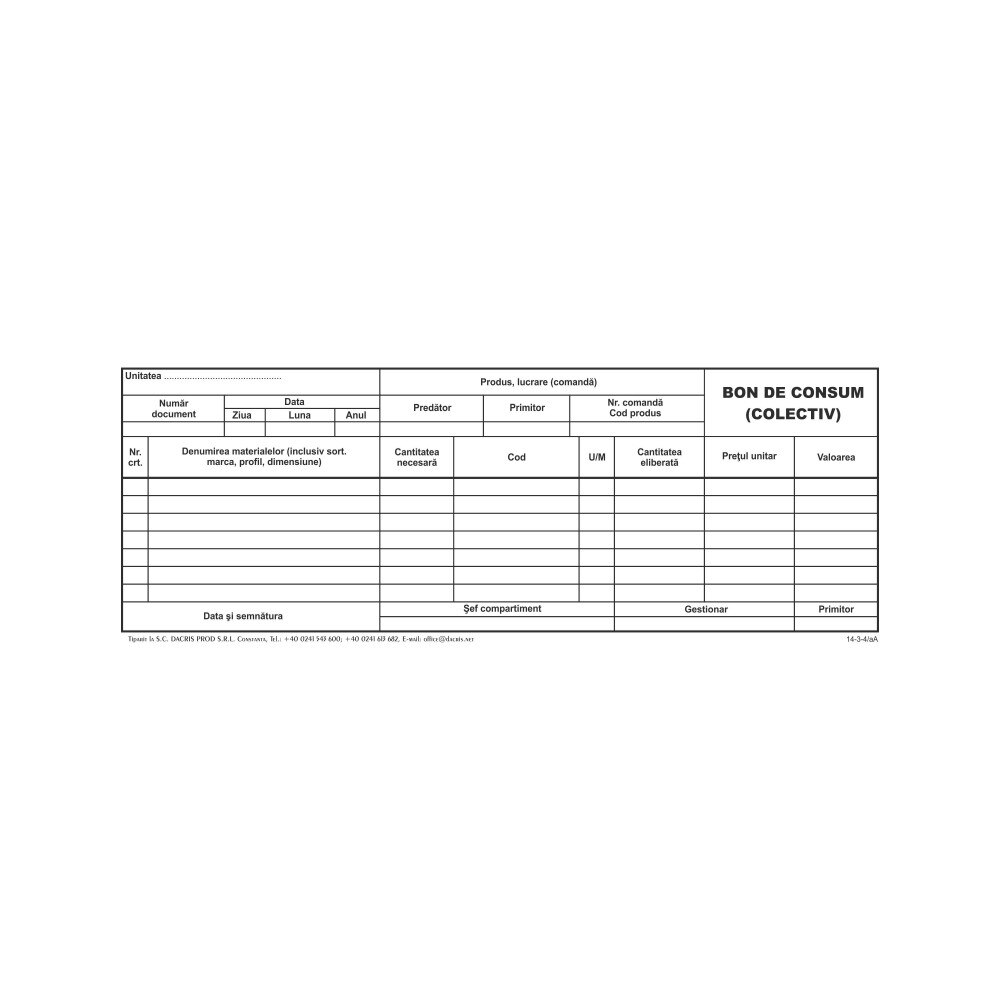Bon de consum, A5, hartie offset, 100 file/carnet