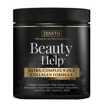 Supliment alimentar Beauty Help Ultra-Complex 9-in-1 Colagen Formula cu aroma de ciocolata, Zenyth, 300 g Supliment alimentar Beauty Help Ultra-Complex 9-in-1 Colagen Formula cu aroma de ciocolata, Zenyth, 300 g