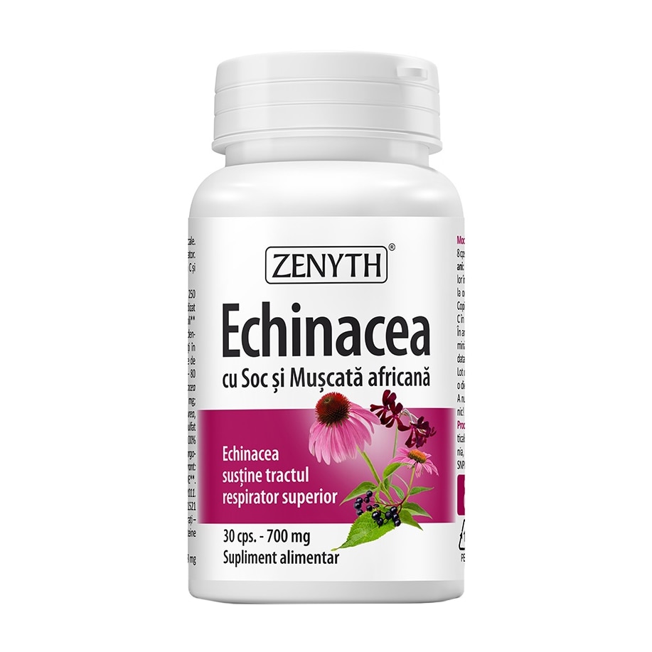 Supliment alimentar Echinacea cu Soc si Muscata africana 700mg, Zenyth, 30 capsule