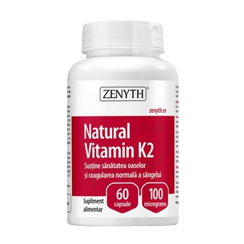 Supliment alimentar Vitamina K2, Zenyth, 60 capsule Supliment alimentar Vitamina K2, Zenyth, 60 capsule