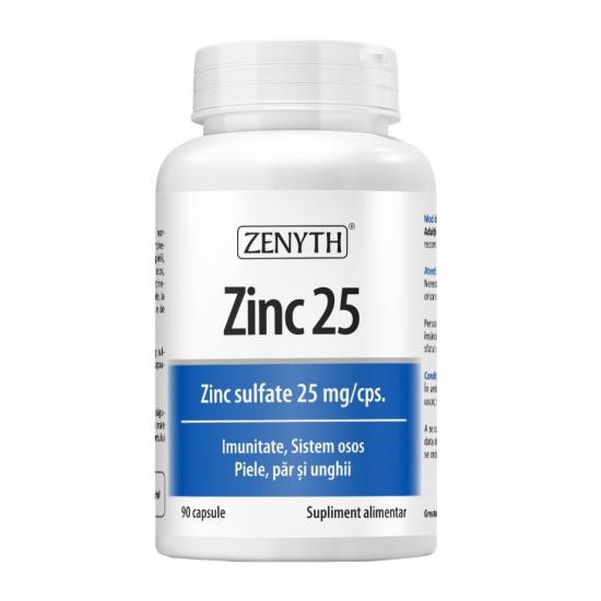 Supliment alimentar Zinc 25 sulfat de zinc 25 mg/cps, Zenyth, 90 capsule