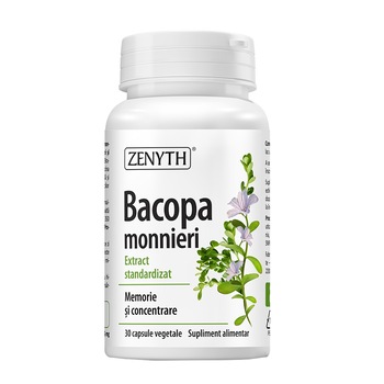 Supliment alimentar Bacopa monnieri, memorie si concentrare, Zenyth, 30 capsule Supliment alimentar Bacopa monnieri, memorie si concentrare, Zenyth, 30 capsule