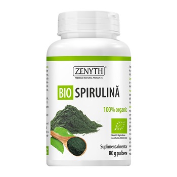 Supliment alimentar Bio Spirulina Pulbere, Zenyth, 80 g Supliment alimentar Bio Spirulina Pulbere, Zenyth, 80 g