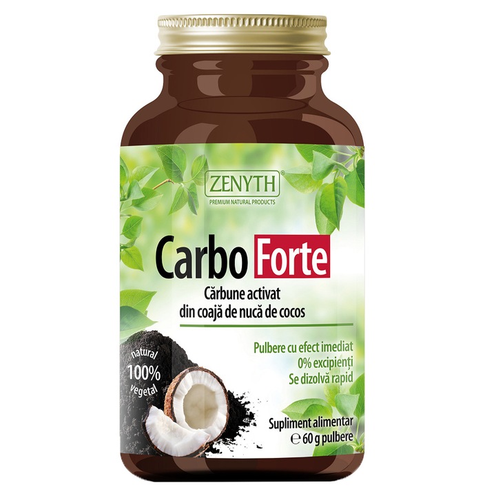 Supliment alimentar Carbune activat din coaja de nuca de cocos Carbo Forte, Zenyth, 60 g