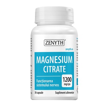 Supliment alimentar Magnesium Citrate, Zenyth, 30 capsule Supliment alimentar Magnesium Citrate, Zenyth, 30 capsule