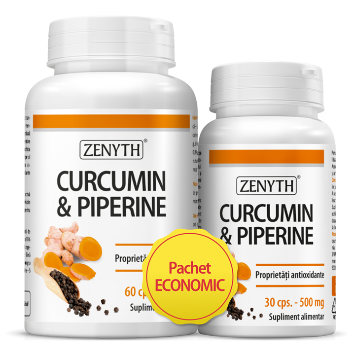 Pachet Curcumin & Piperine, Zenyth, 90 capsule