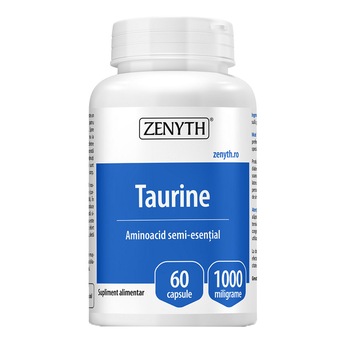 Supliment alimentar Taurine 1000 mg, Zenyth, 60 capsule Supliment alimentar Taurine 1000 mg, Zenyth, 60 capsule