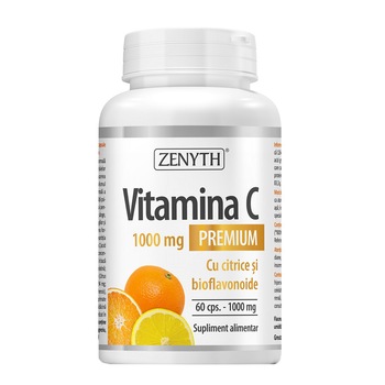 Supliment alimentar Vitamina C Premium 1000 mg cu citrice si bioflavonoide, Zenyth, 60 capsule Supliment alimentar Vitamina C Premium 1000 mg cu citrice si bioflavonoide, Zenyth, 60 capsule