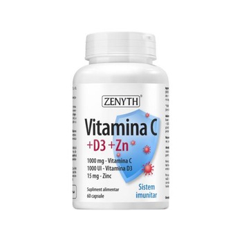 Supliment alimentar Vitamina C +D3 +Zn, Zenyth, 60 capsule Supliment alimentar Vitamina C +D3 +Zn, Zenyth, 60 capsule