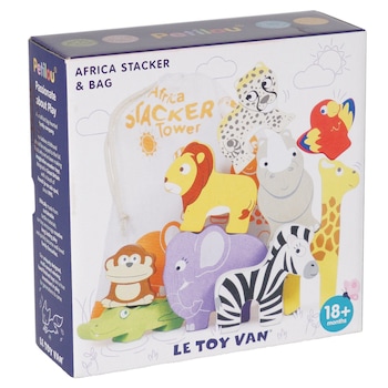 Set 9 jucarii din lemn Le Toy Van - Animale din Africa, stivuibile Set 9 jucarii din lemn Le Toy Van - Animale din Africa, stivuibile