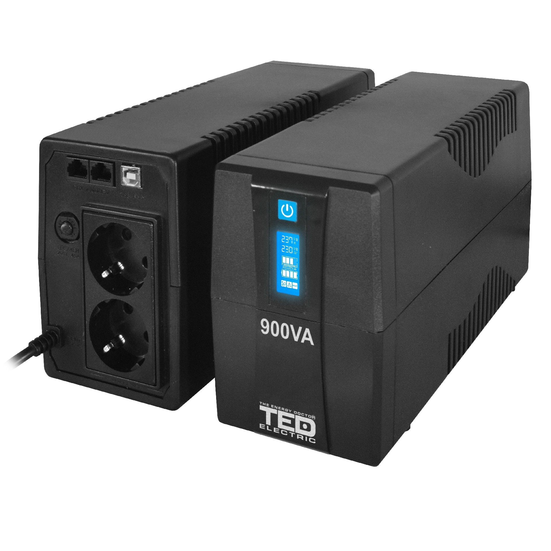 UPS Line Interactive cu 2 iesiri Schuko, Stabilizator si Display