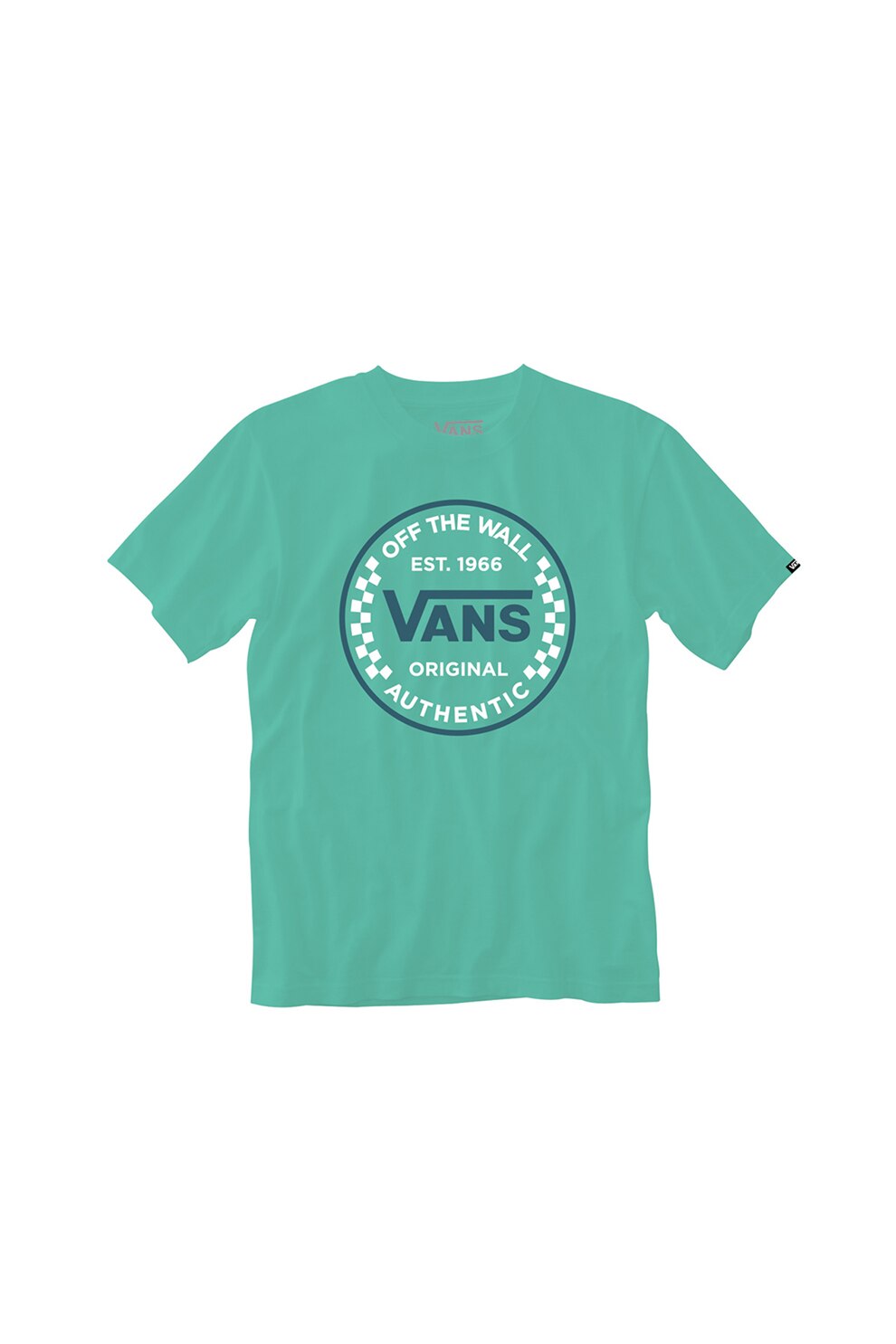 Vans, Tricou cu decolteu la baza gatului si logo Authentic Checker, Albastru acvamarin/Alb, S