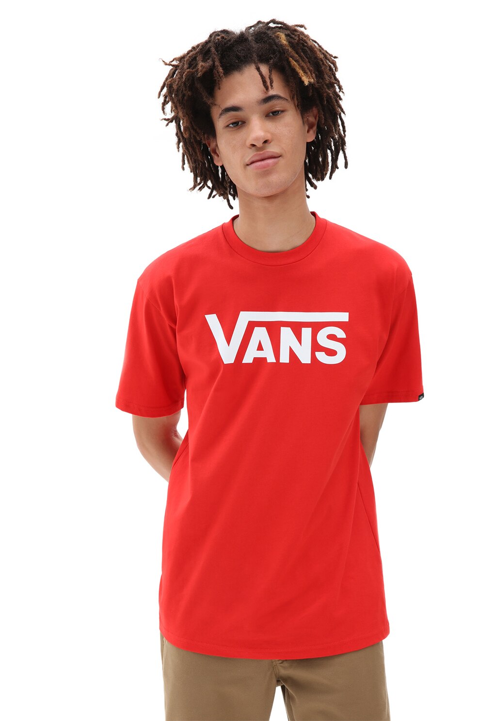 Vans, Tricou cu imprimeu logo Classic, Rosu vermillion/Alb