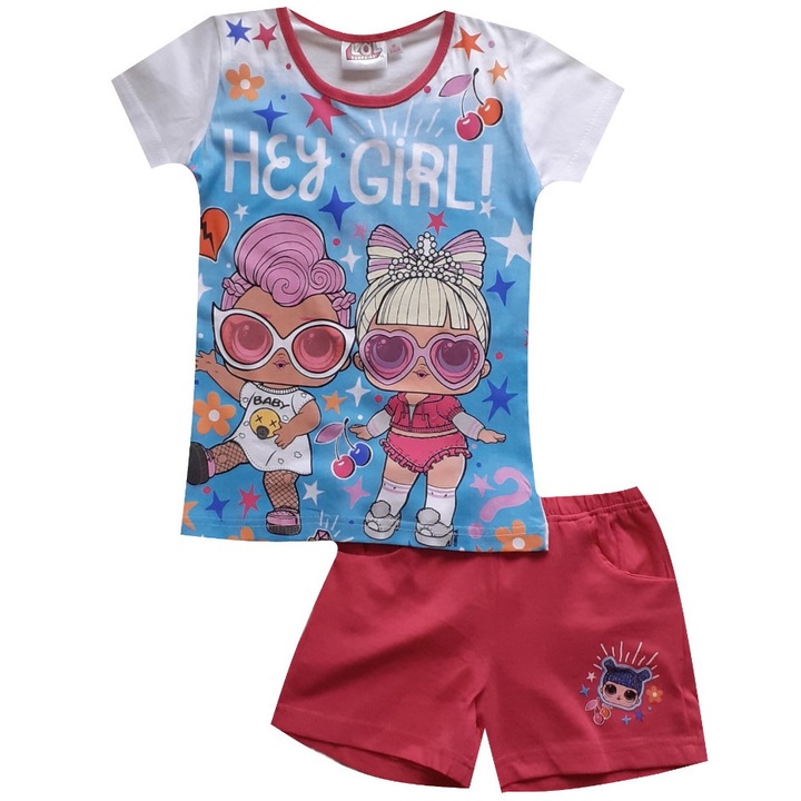 Compleu LOL Surprise! Hey Girl !, maneca scurta, alb/rosu