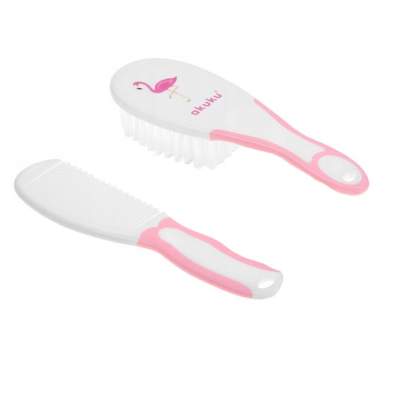 Set 2 piese perie si pieptan Akuku A0448, Roz