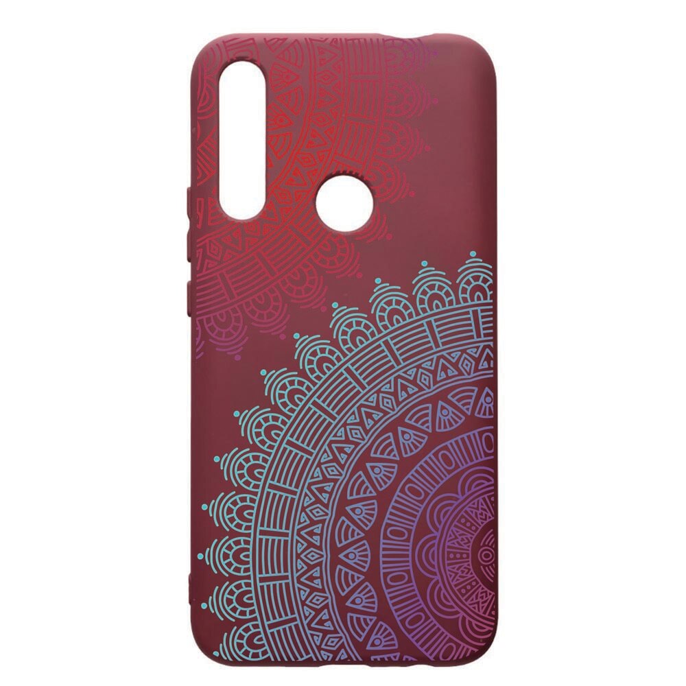 Husa Premium TPU compatibila cu Huawei P Smart Z, Lace, cu interiorul din material textil, protectie camera, Burgundy, PBR176