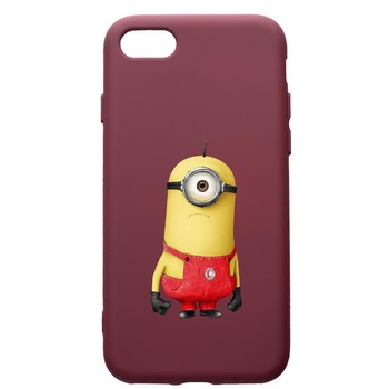 Husa Premium TPU compatibila cu Apple iPhone SE 2 / iPhone 8 / iPhone 7, Cartoon Minion, cu interiorul din material textil, protectie camera, Burgundy, PBR206 Husa Premium TPU compatibila cu Apple iPhone SE 2 / iPhone 8 / iPhone 7, Cartoon Minion, cu interiorul din material textil, protectie camera, Burgundy, PBR206