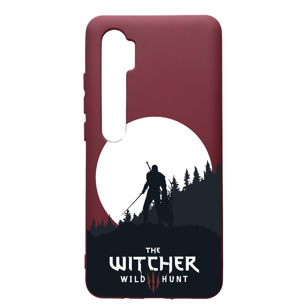 Husa Premium TPU compatibila cu Xioami Mi Note 10, The Witcher, cu interiorul din material textil, protectie camera, Burgundy, PBR427