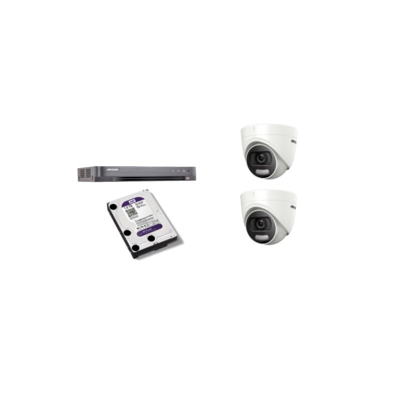 Kit supraveghere video Hikvision 5MP, cu 2 camere 5MP de interior si HDD 1 TB MK428