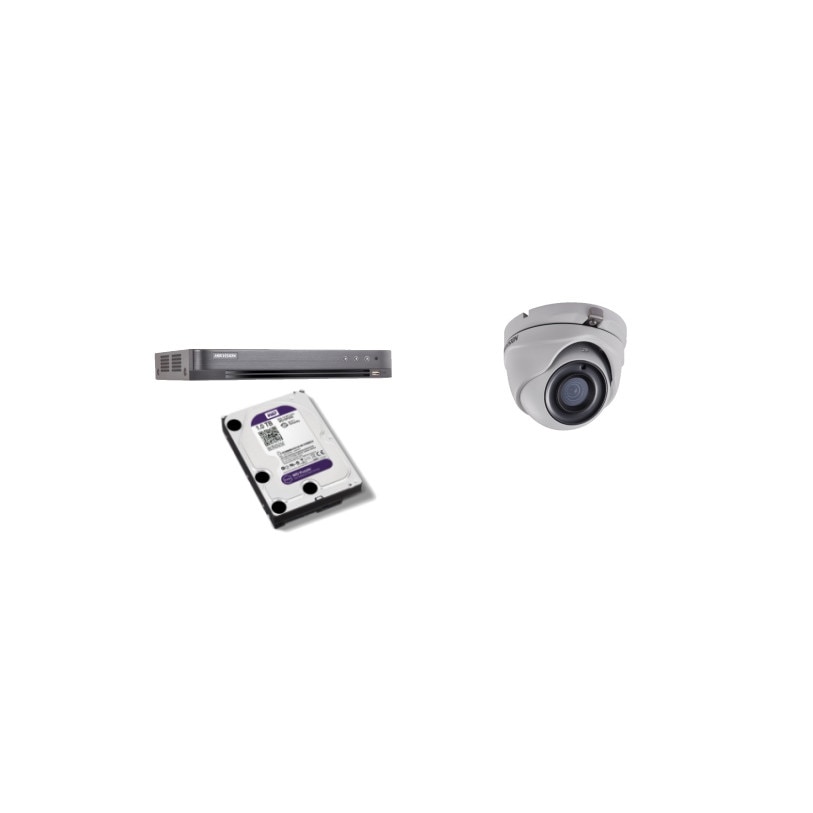 Kit supraveghere video Hikvision 5MP, cu 1 camera 5MP de interior si HDD 1 TB MK403