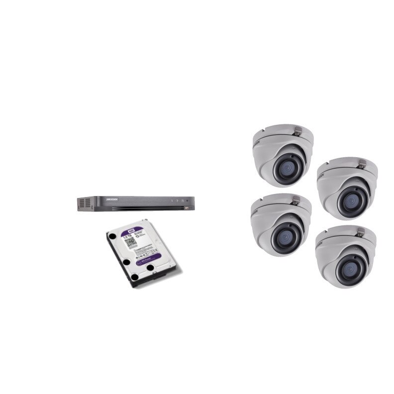 Kit supraveghere video Hikvision 5MP, cu 4 camere 5MP de interior si HDD 1 TB MK406