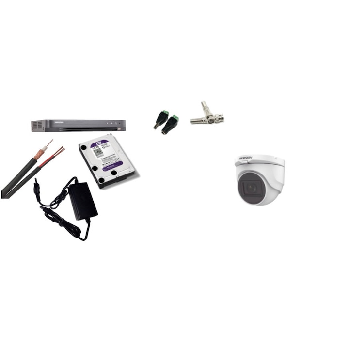 Kit supraveghere video Hikvision 5MP, cu 1 camera 5MP de interior si HDD 1 TB MK403