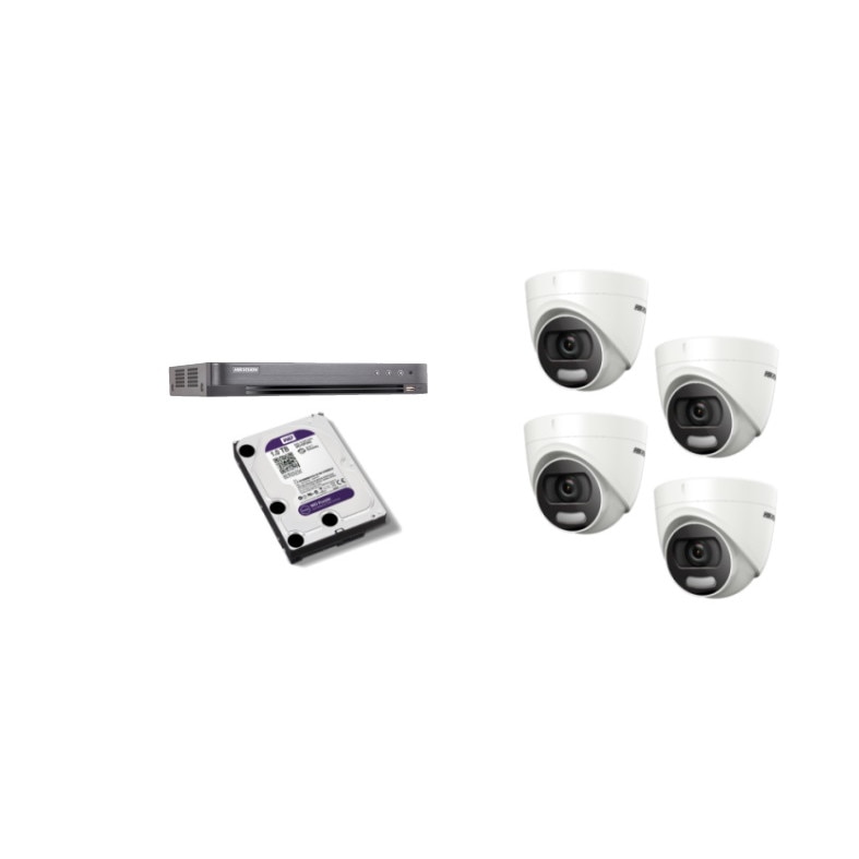 Kit supraveghere video Hikvision 5MP, cu 4 camere 5MP de interior si HDD 1 TB MK430