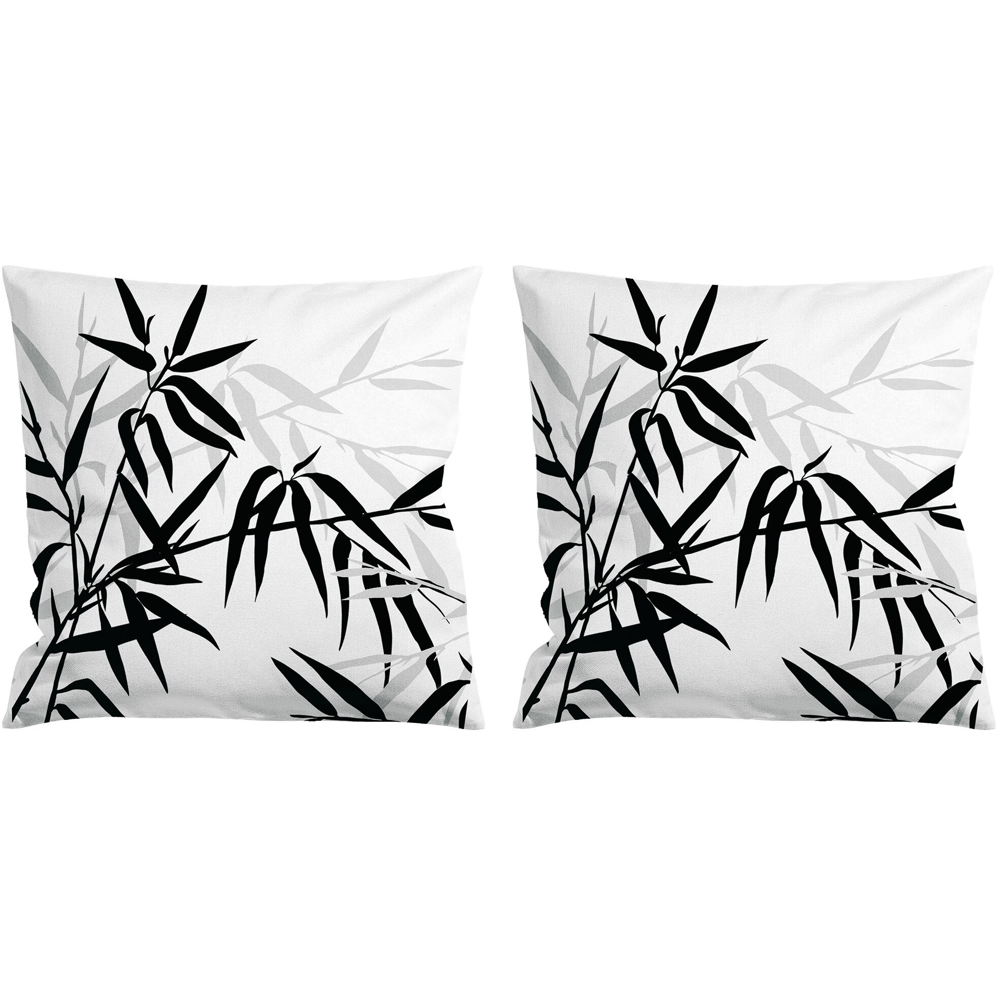 Set 2 huse pentru pernute decorative Bamboo Aglika, 45x45 cm, inchidere cu fermoar, print digital, poliester