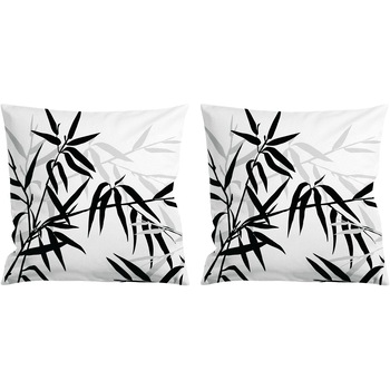 Set 2 huse pentru pernute decorative Bamboo Aglika, 45x45 cm, inchidere cu fermoar, print digital, poliester Set 2 huse pentru pernute decorative Bamboo Aglika, 45x45 cm, inchidere cu fermoar, print digital, poliester