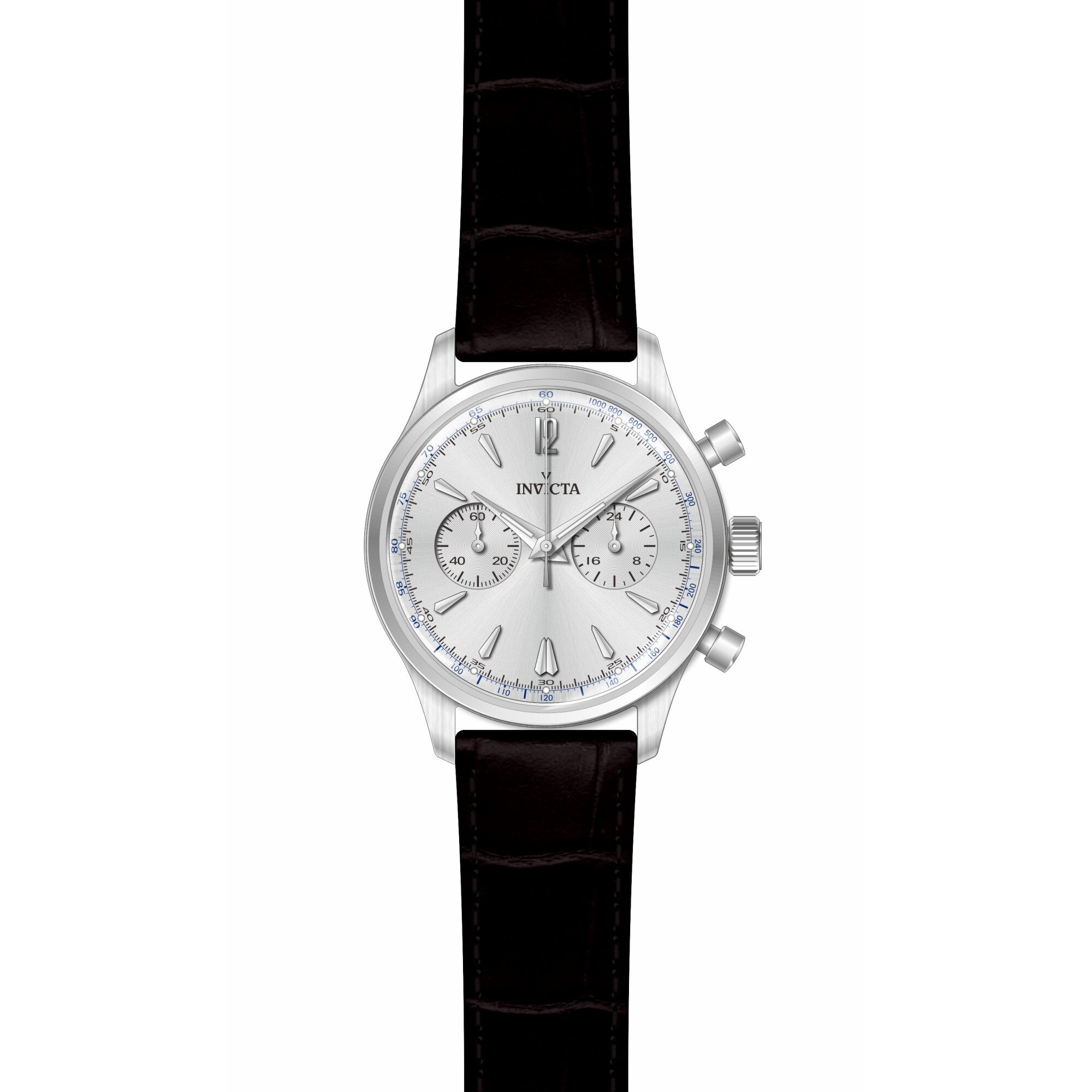 Ceas barbatesc INVICTA Vintage 35113, quartz cronograf, otel auriu, curea piele maro inchis, 100m