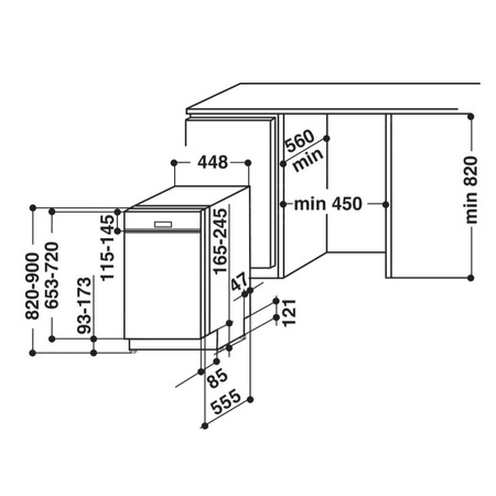 Masina de spalat vase semi-incorporabila Whirlpool ADG 522 IX, 6th Sense, 8 programe, 10 seturi, 45 cm, Clasa A++