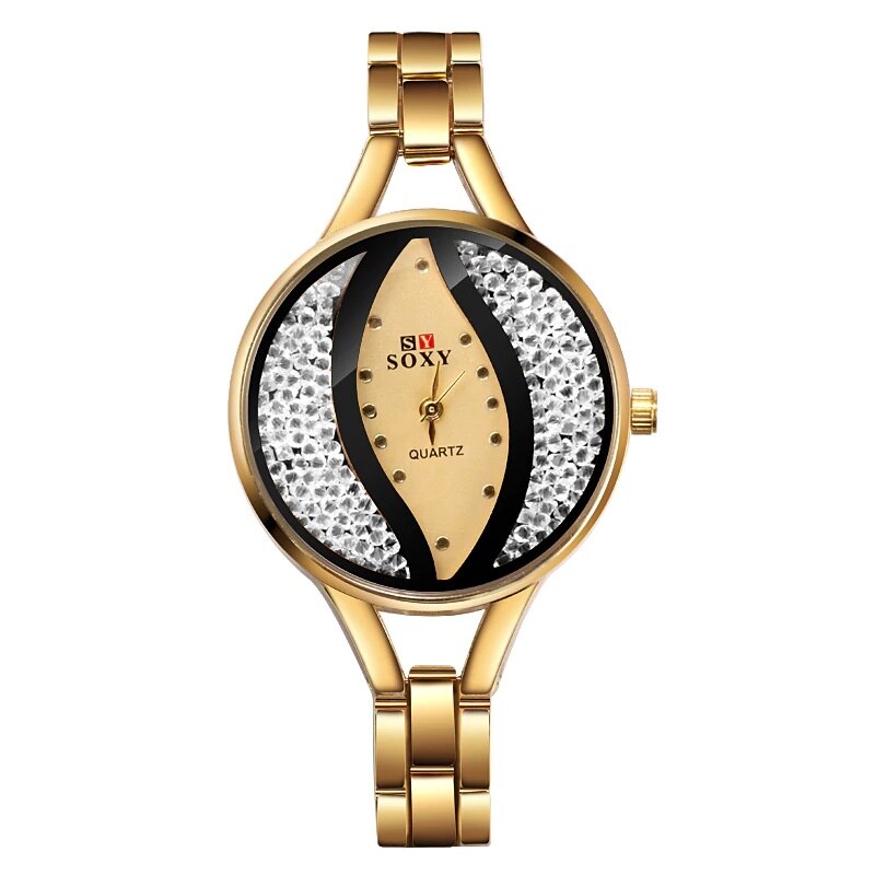 Ceas de dama Soxy, cu cristale, Crystal Eye, auriu