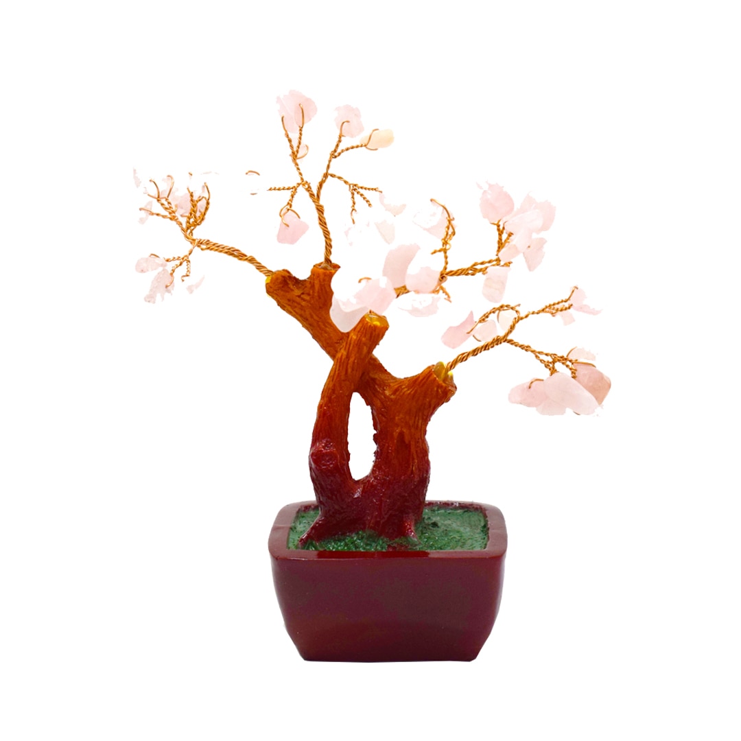 Copacel Feng Shui cu pietre semipretioase, Naimeed D3012, inaltime 17 cm, culoare Roz