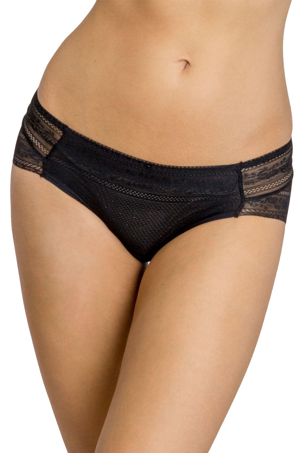 Chilot din dantela fara cusaturi, set 2 perechi, Gisela 1/0429, Negru