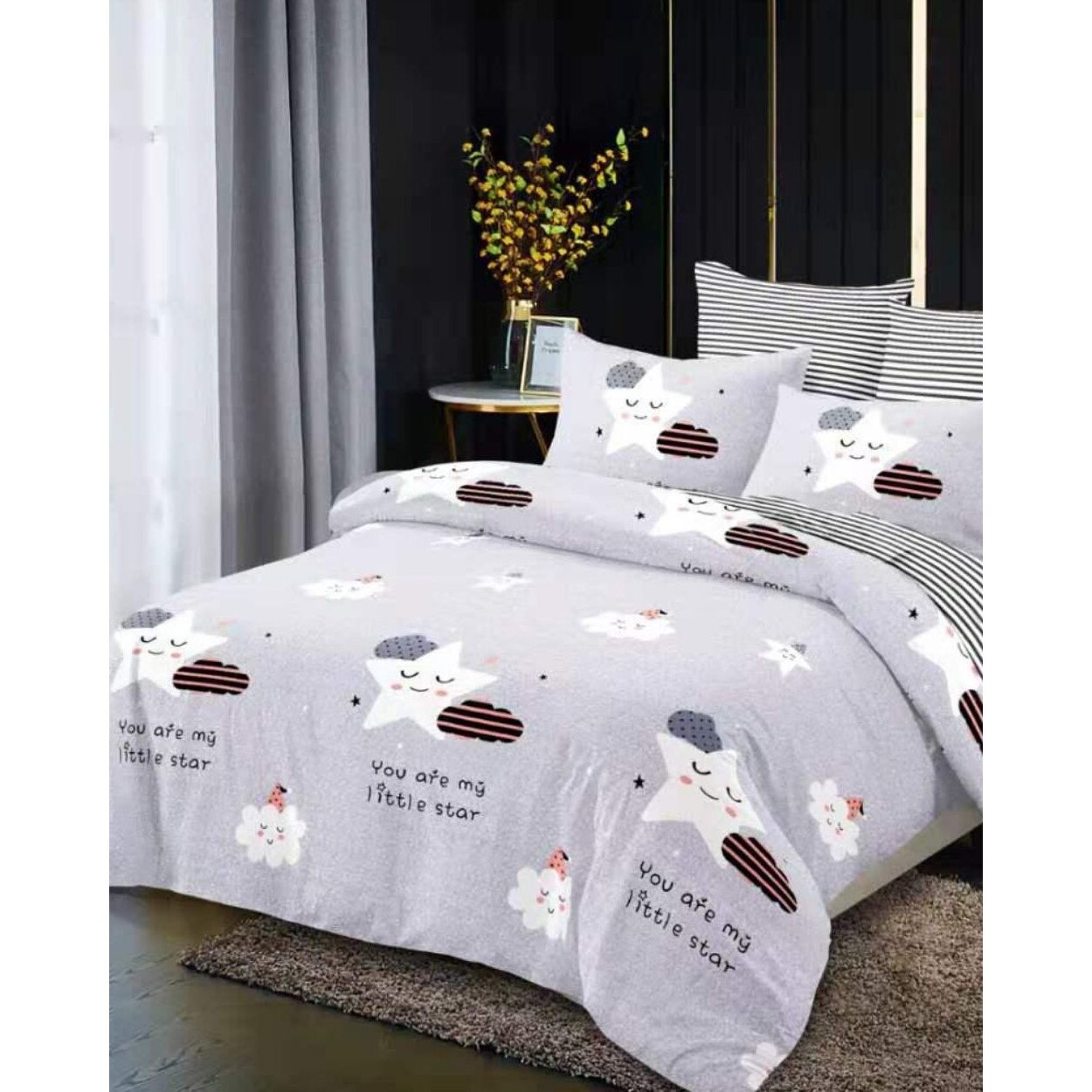 Set Lenjerie de Pat din Finet, 6 Piese, Pat 2 Persoane, My Little Star