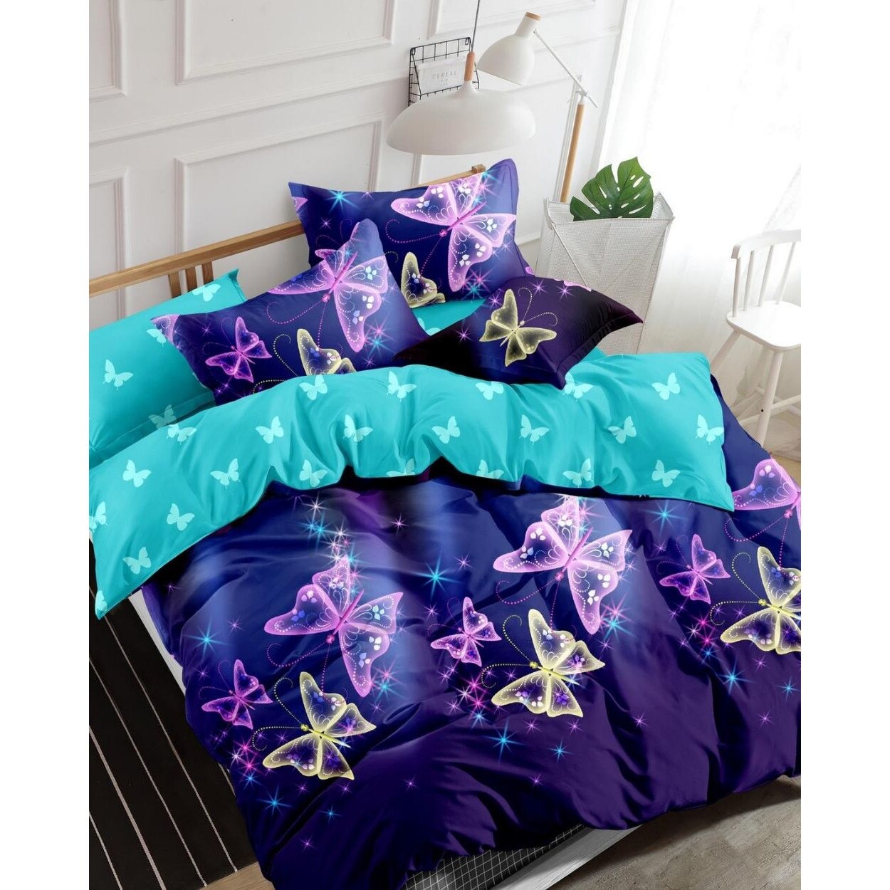 Set Lenjerie Finet, Cearceaf de Pat cu Elastic, 6 Piese, Pat 2 Persoane, Magy