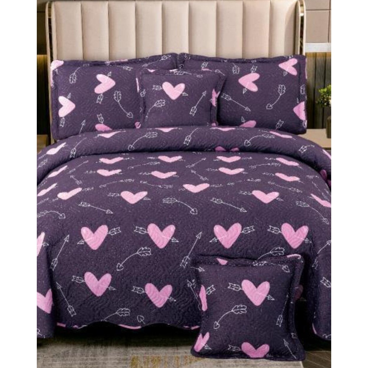 Set Cuvertura de pat + 4 Fete de Perna - Pat 2 Persoane - 100% Bumbac - E-S95