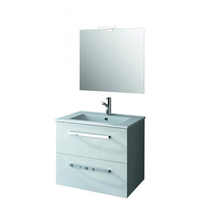 Shaded Receiver Shabby Mobilier baie, cu lavoar oglinda si aplica, salgar studio line, 60 x 46 cm,  alb - eMAG.ro