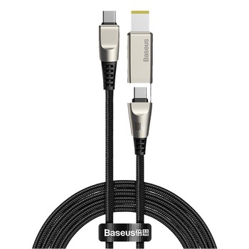 Cablu de date, Baseus CA1T2-B01, 2 in 1, USB type C cu adaptor cu cap patrat pentru laptop, Fast Charge, 100W, Lungime 2 m, Negru Cablu de date, Baseus CA1T2-B01, 2 in 1, USB type C cu adaptor cu cap patrat pentru laptop, Fast Charge, 100W, Lungime 2 m, Negru