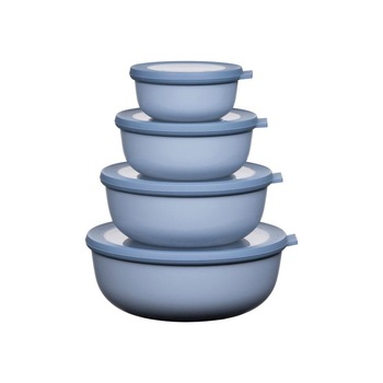 Set 4 boluri cu capac, Mepal Cirqula, albastru, 350 ml, 750 ml, 1250 ml, 2250 ml Set 4 boluri cu capac, Mepal Cirqula, albastru, 350 ml, 750 ml, 1250 ml, 2250 ml