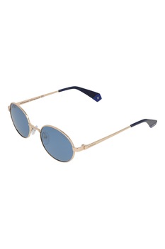Polaroid, Ochelari de soare rotunzi unisex polarizati, Auriu/Bleumarin, 51-20-145 Standard Polaroid, Ochelari de soare rotunzi unisex polarizati, Auriu/Bleumarin, 51-20-145 Standard
