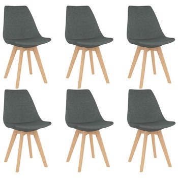 Set de 6 scaune consola de bucatarie, vidaXL, Textil-Metal, 50 x 56 x 84 cm, Gri deschis Set de 6 scaune consola de bucatarie, vidaXL, Textil-Metal, 50 x 56 x 84 cm, Gri deschis